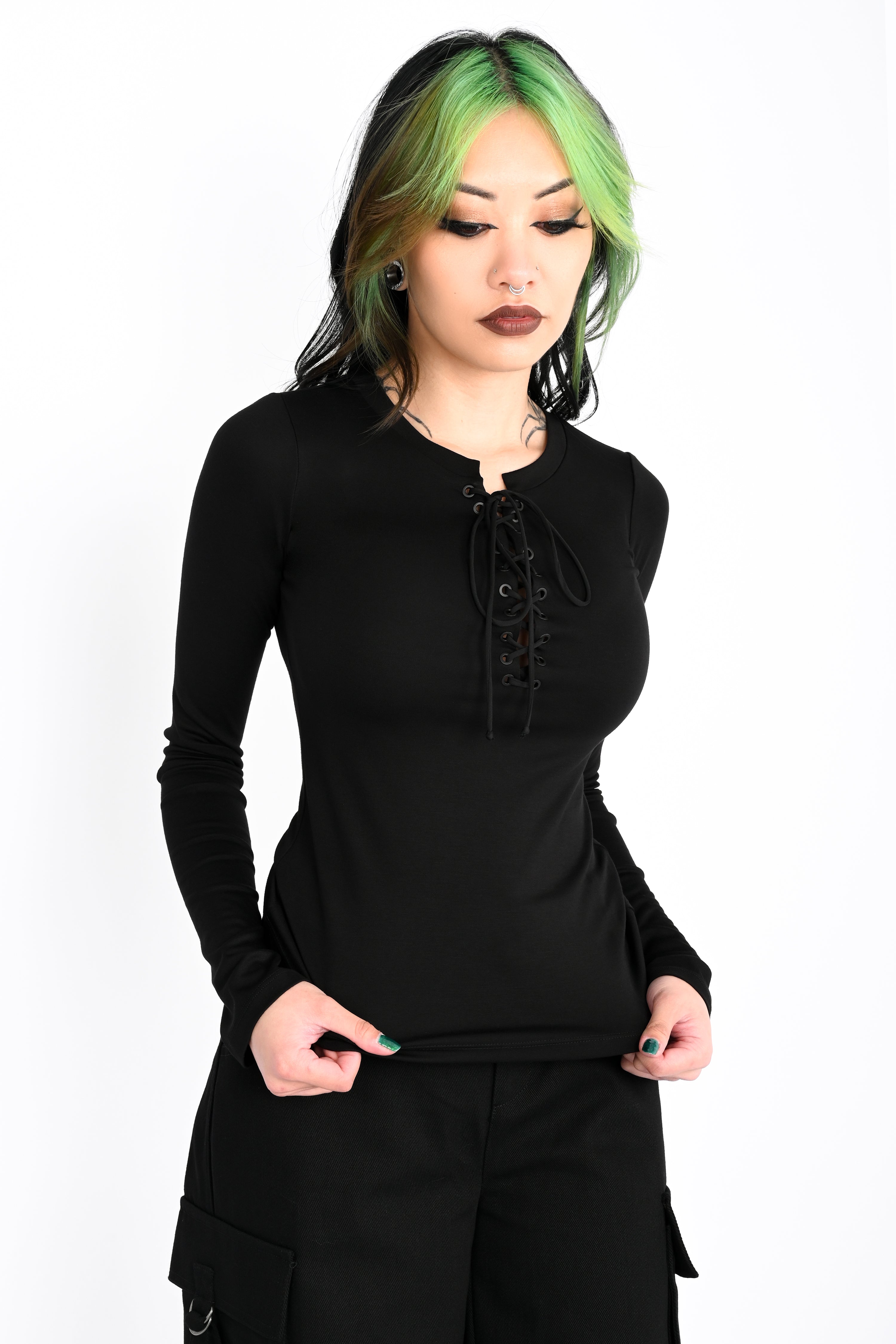 Lace Up Long Sleeve Top – FOXBLOOD