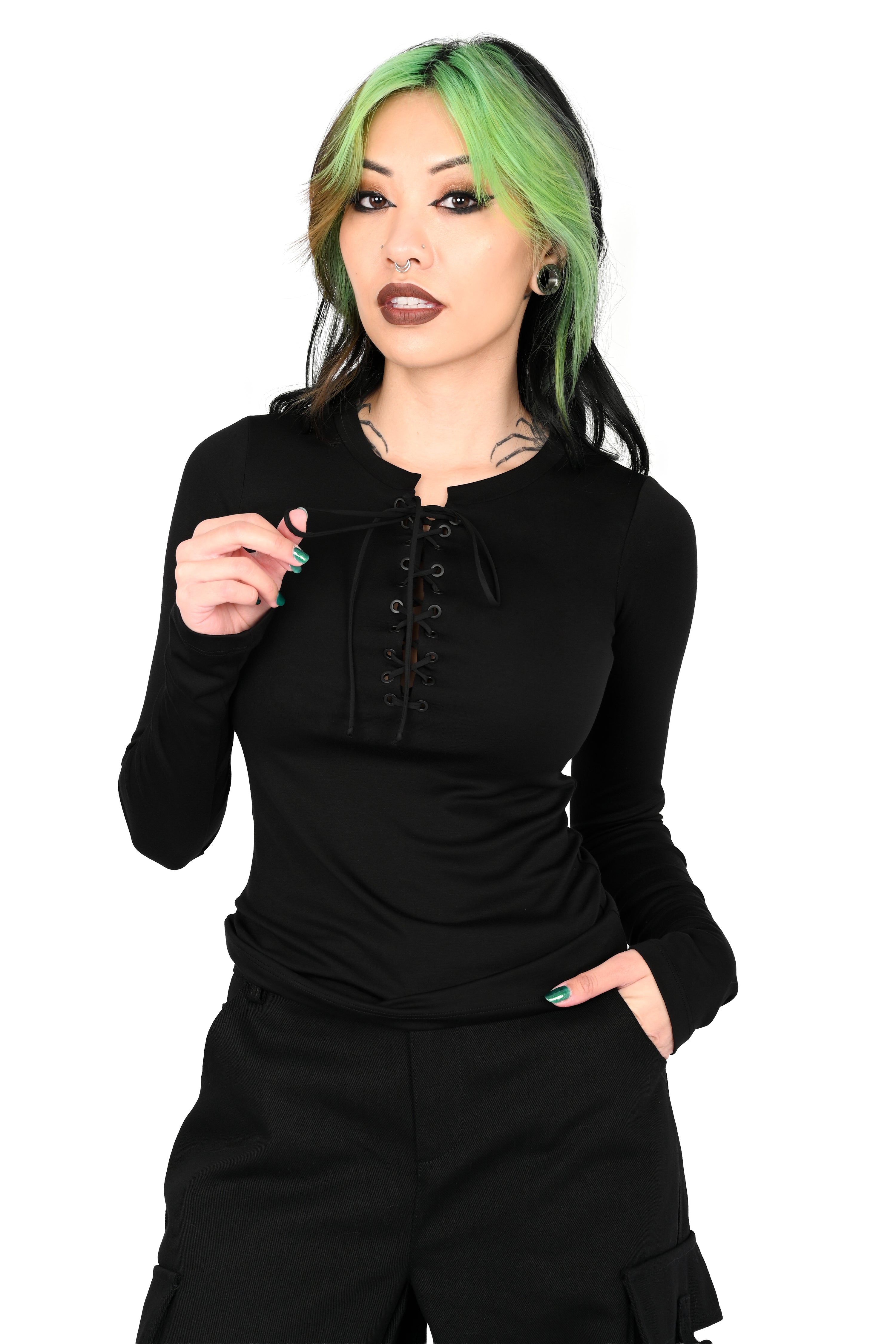 Lace Up Long Sleeve Top – FOXBLOOD
