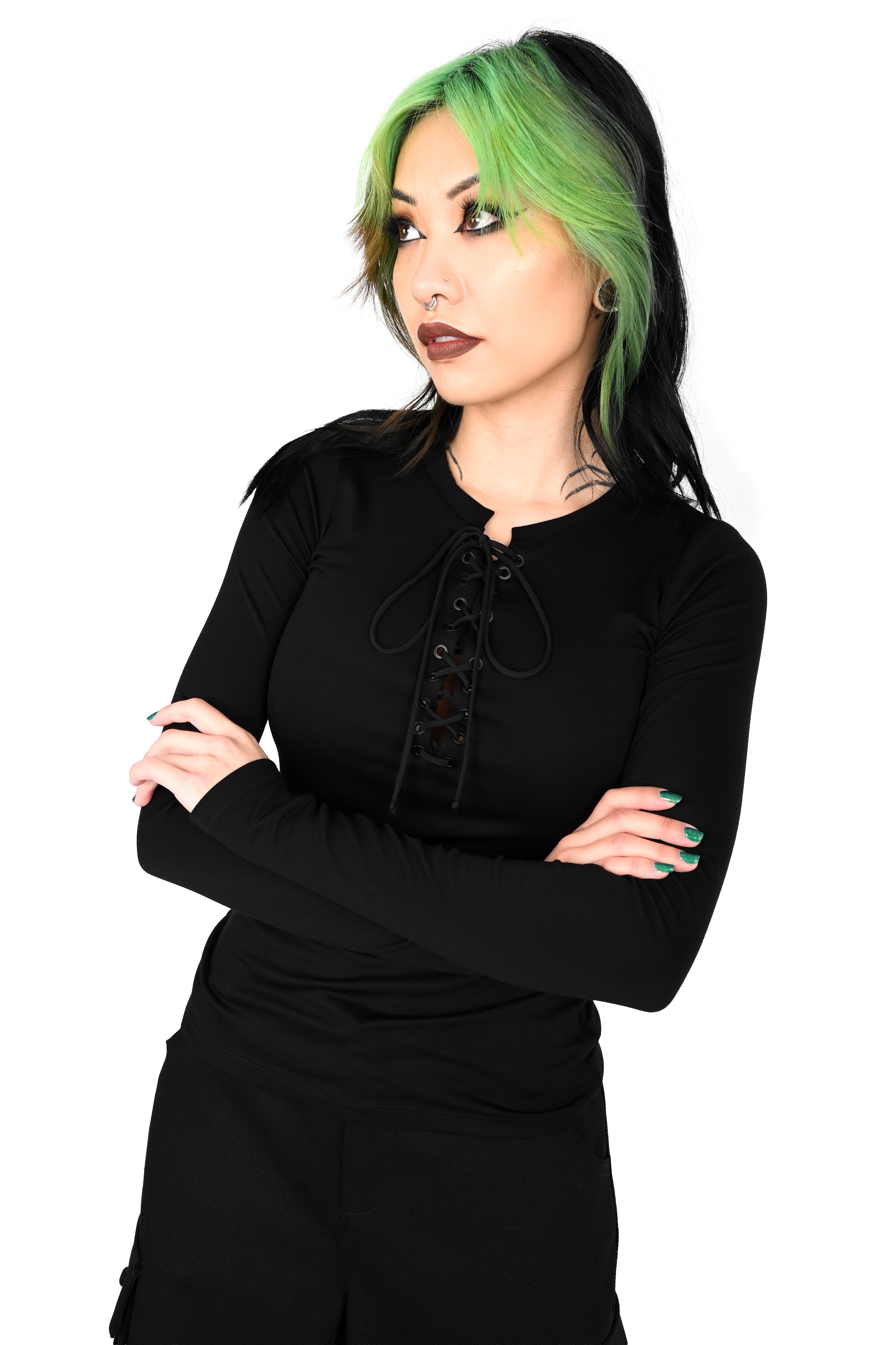 Lace Up Long Sleeve Top – FOXBLOOD