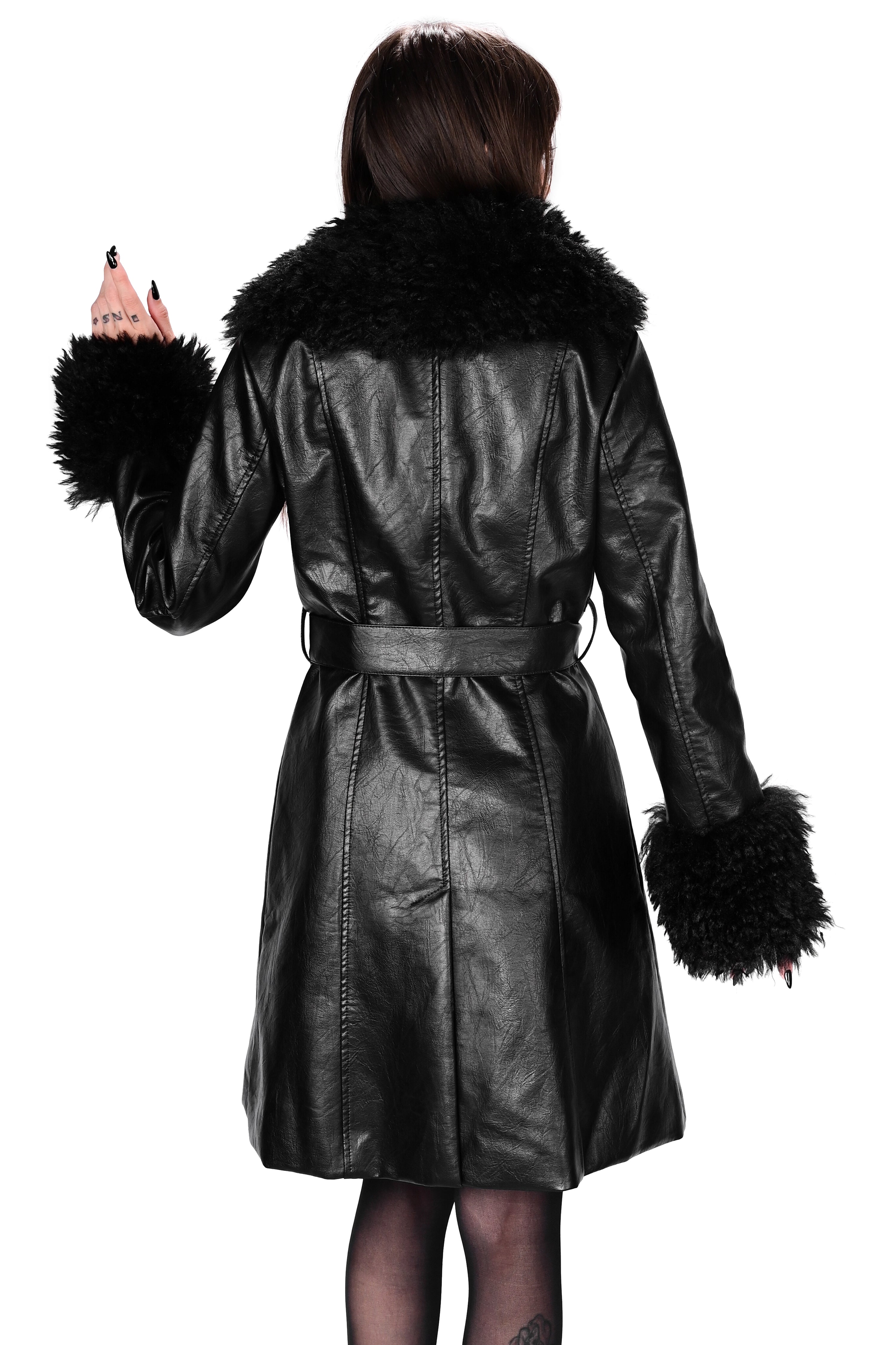 80’s Penny Lane style coat. No tags. Size S. 36” store chest. 34” waist Faux black fur