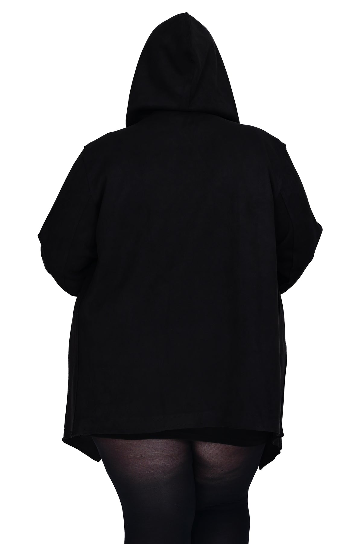black faux suede hooded jacket