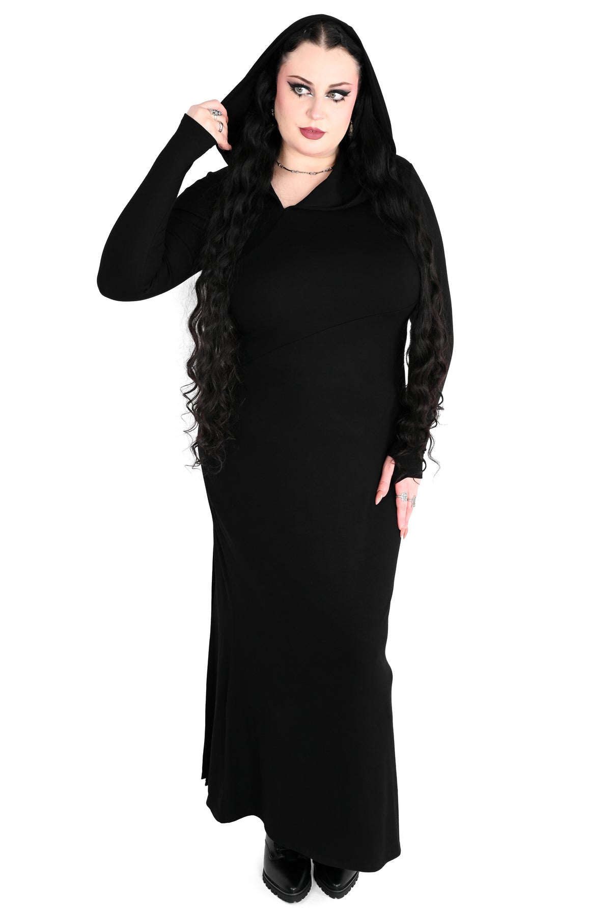 Leona Hooded Dress XS Goth dresses Foxblood Leona Hooded Dress XS Goth dresses Foxblood