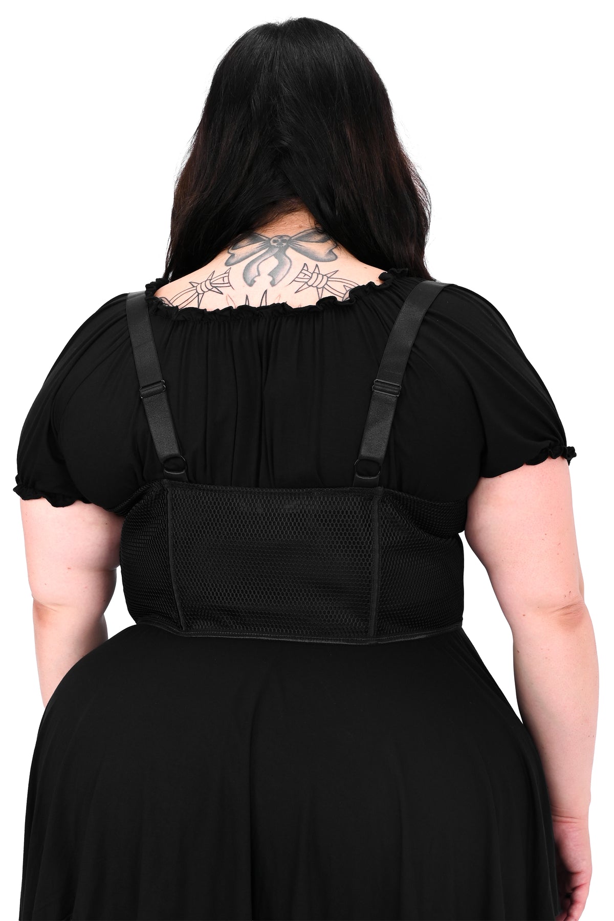 black fishnet underbust corset