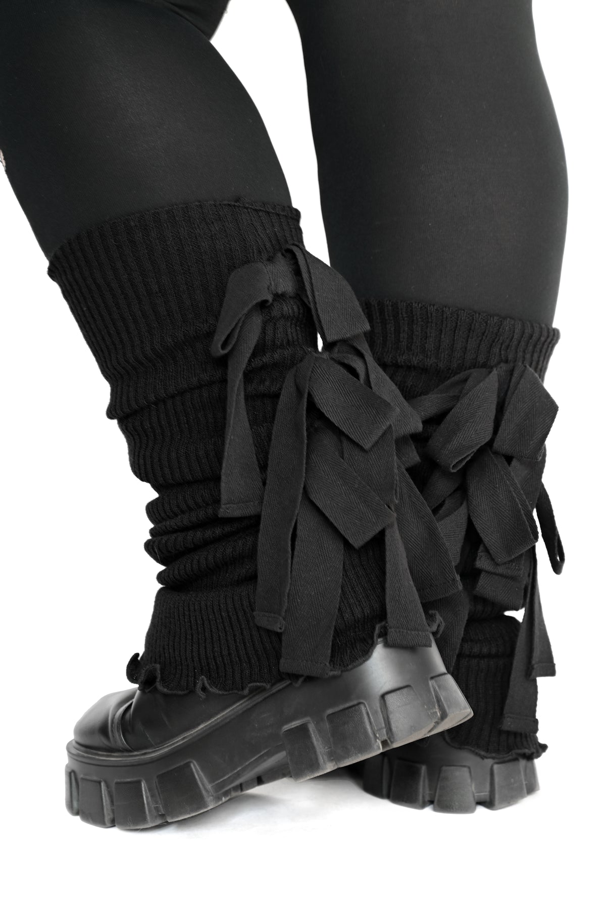 black legwarmers with 3 bows on the back