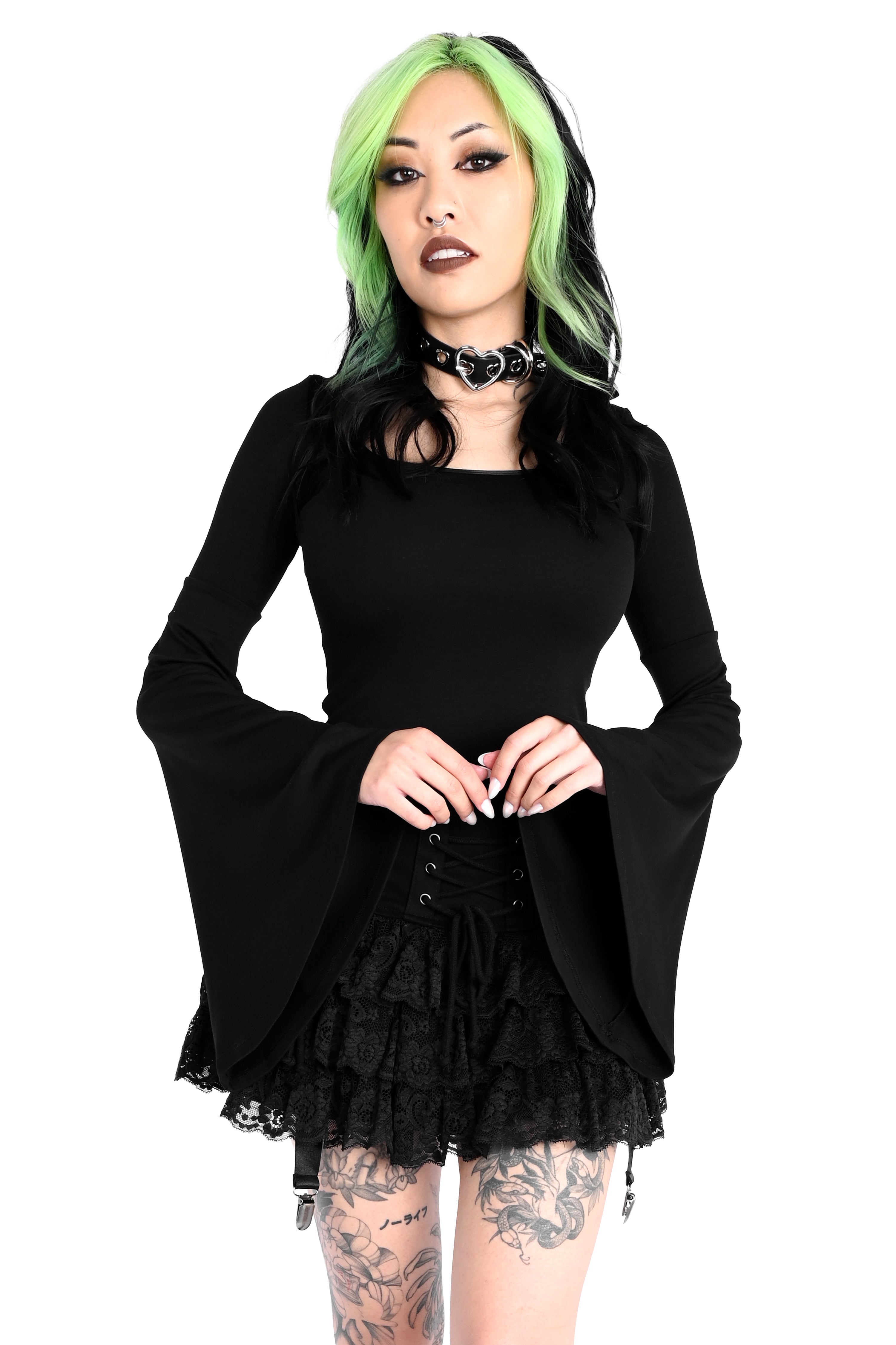 【値下げ不可】Bell Sleeve Silkette Top Knit Celina Bell Sleeve Top - Ponche