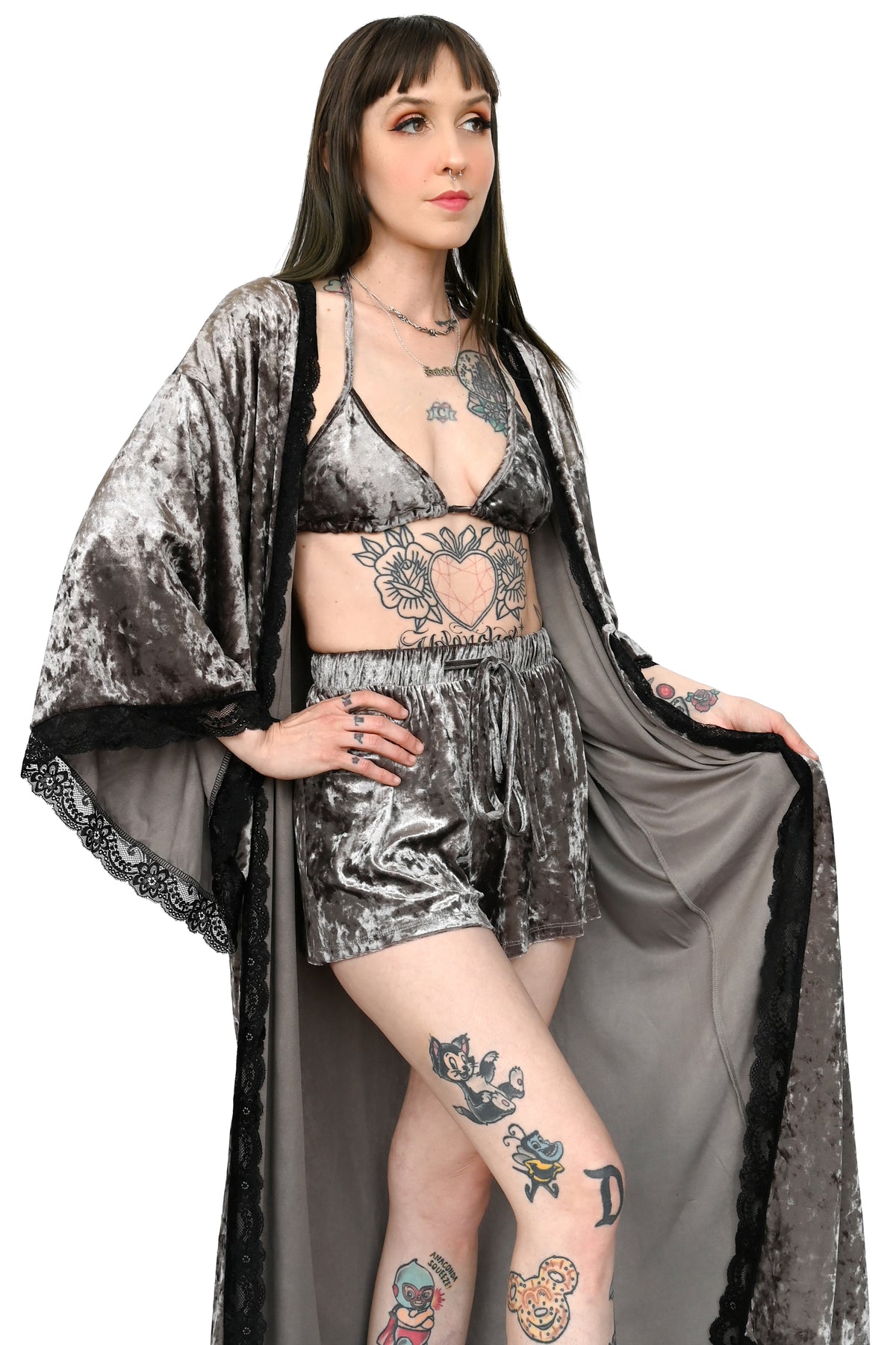 Velvet Bathory Dressing Robe - Chrome Grey