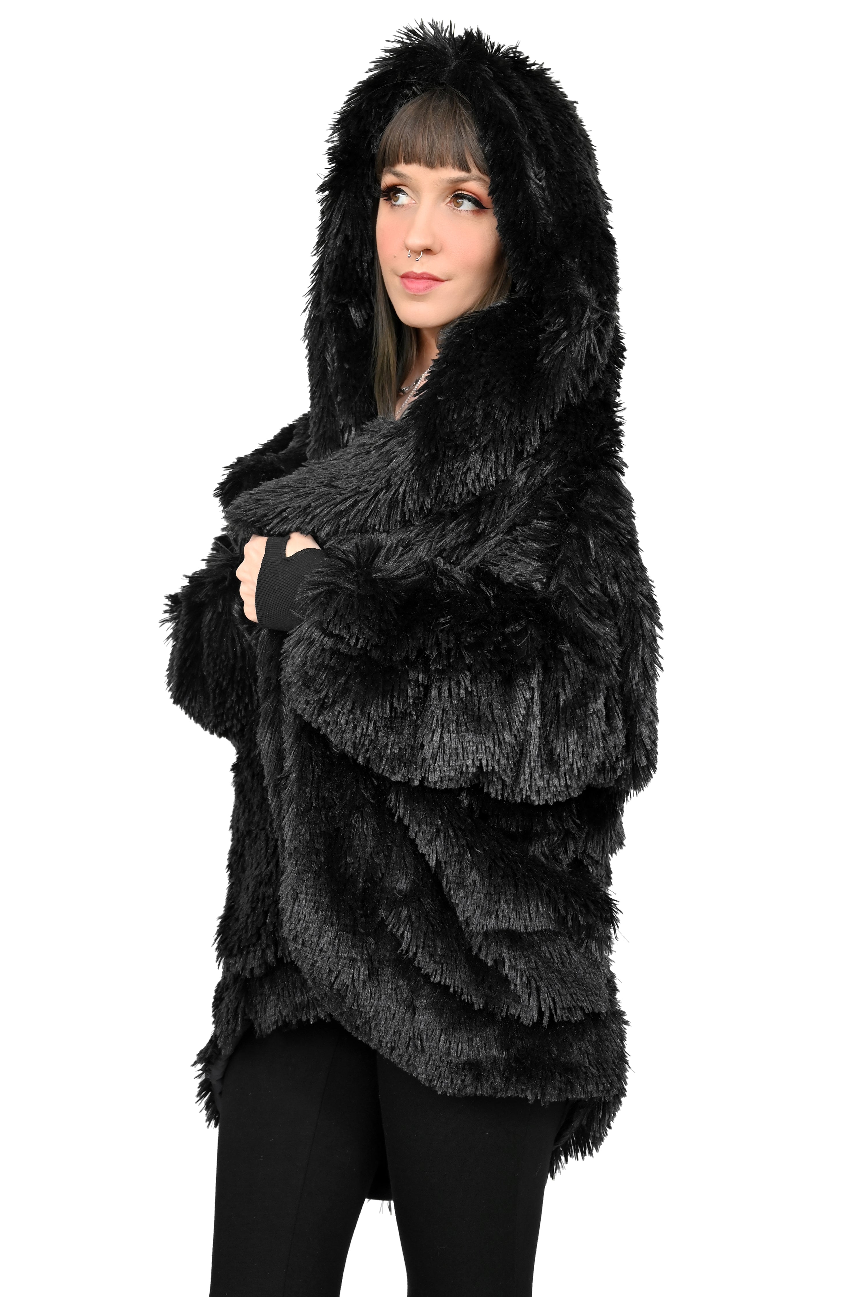 Fur discount hood cardigan