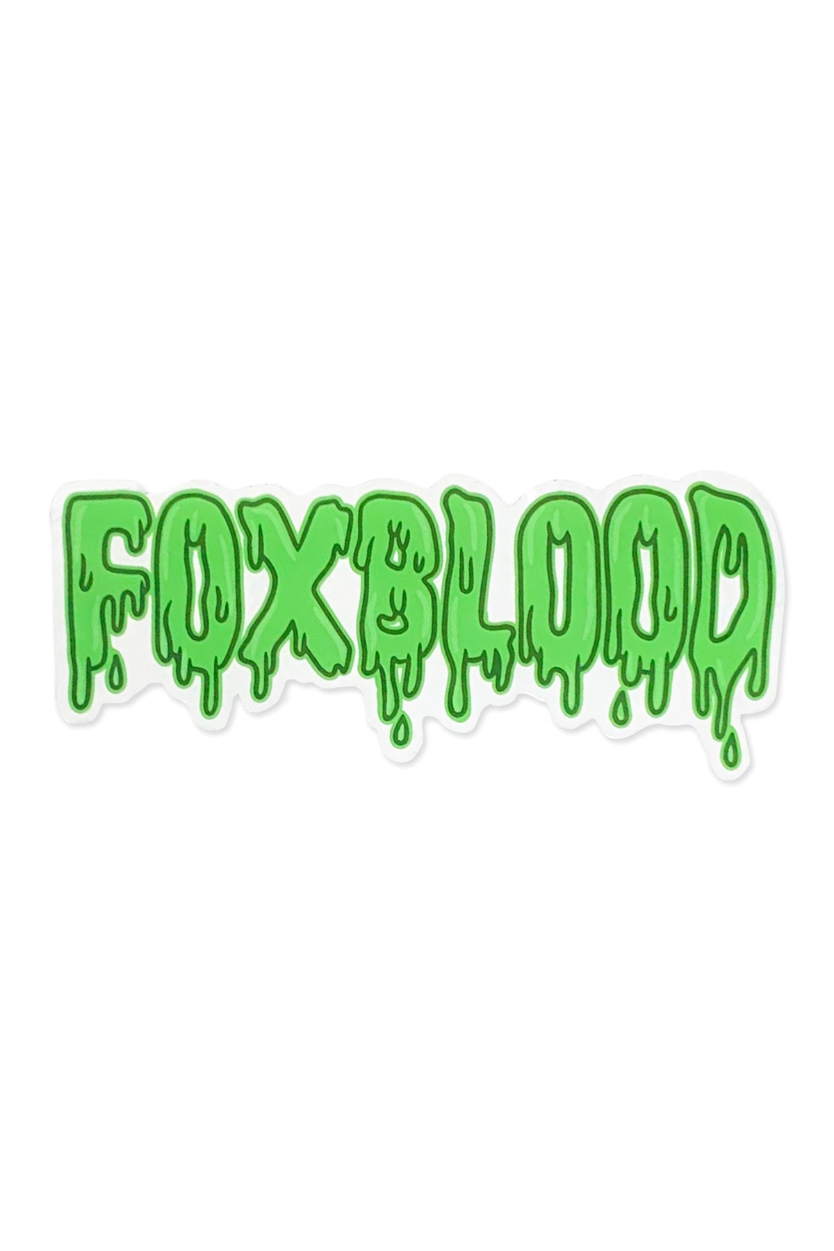 sticker with foxblood text logo in green slime