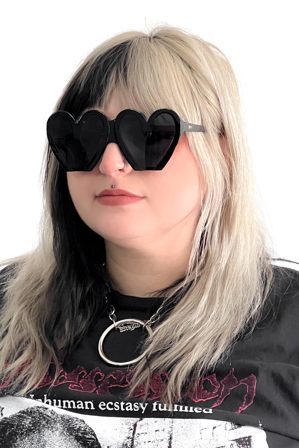black oversized heart sunglasses