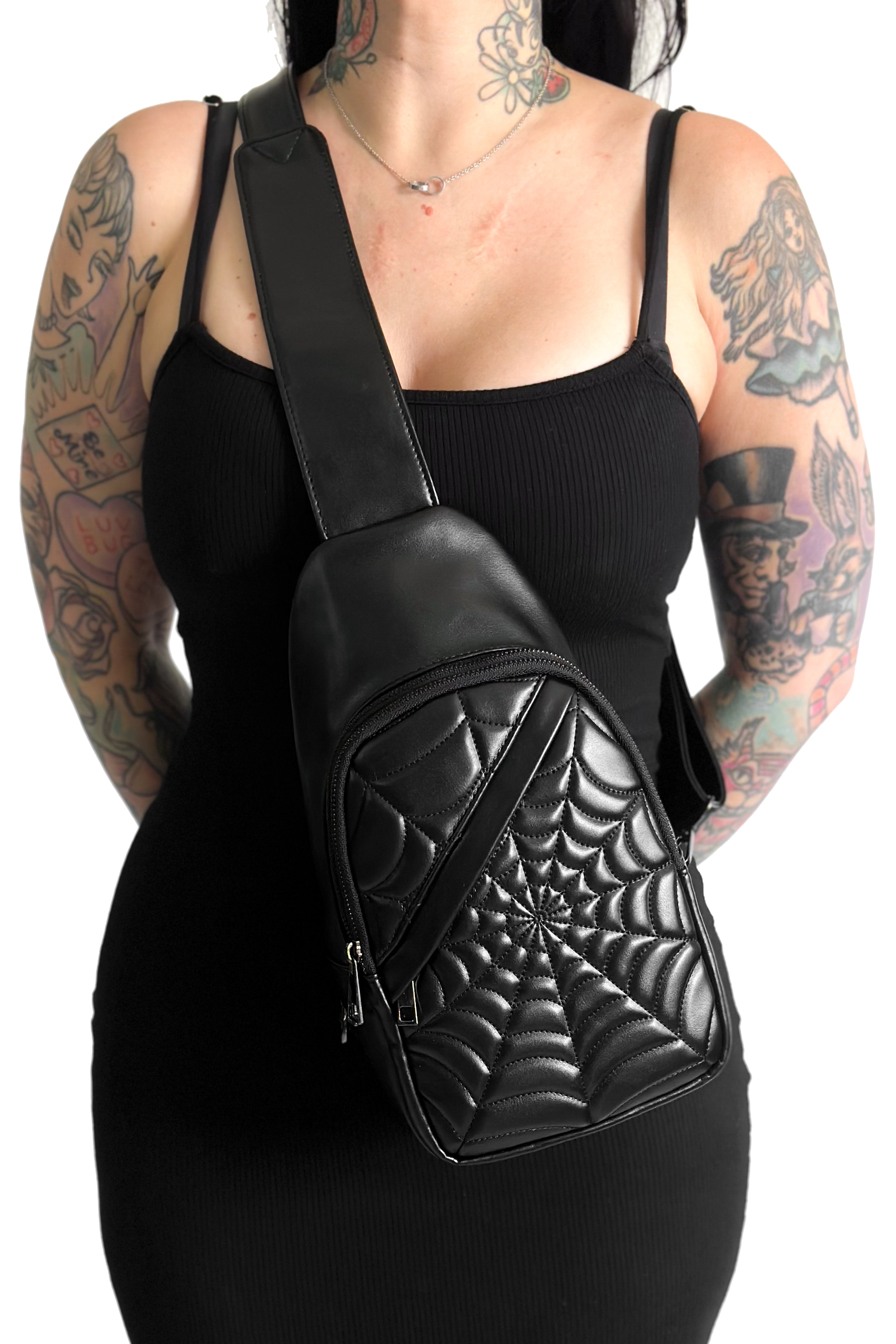 Spiderweb Sling Bag - All Black