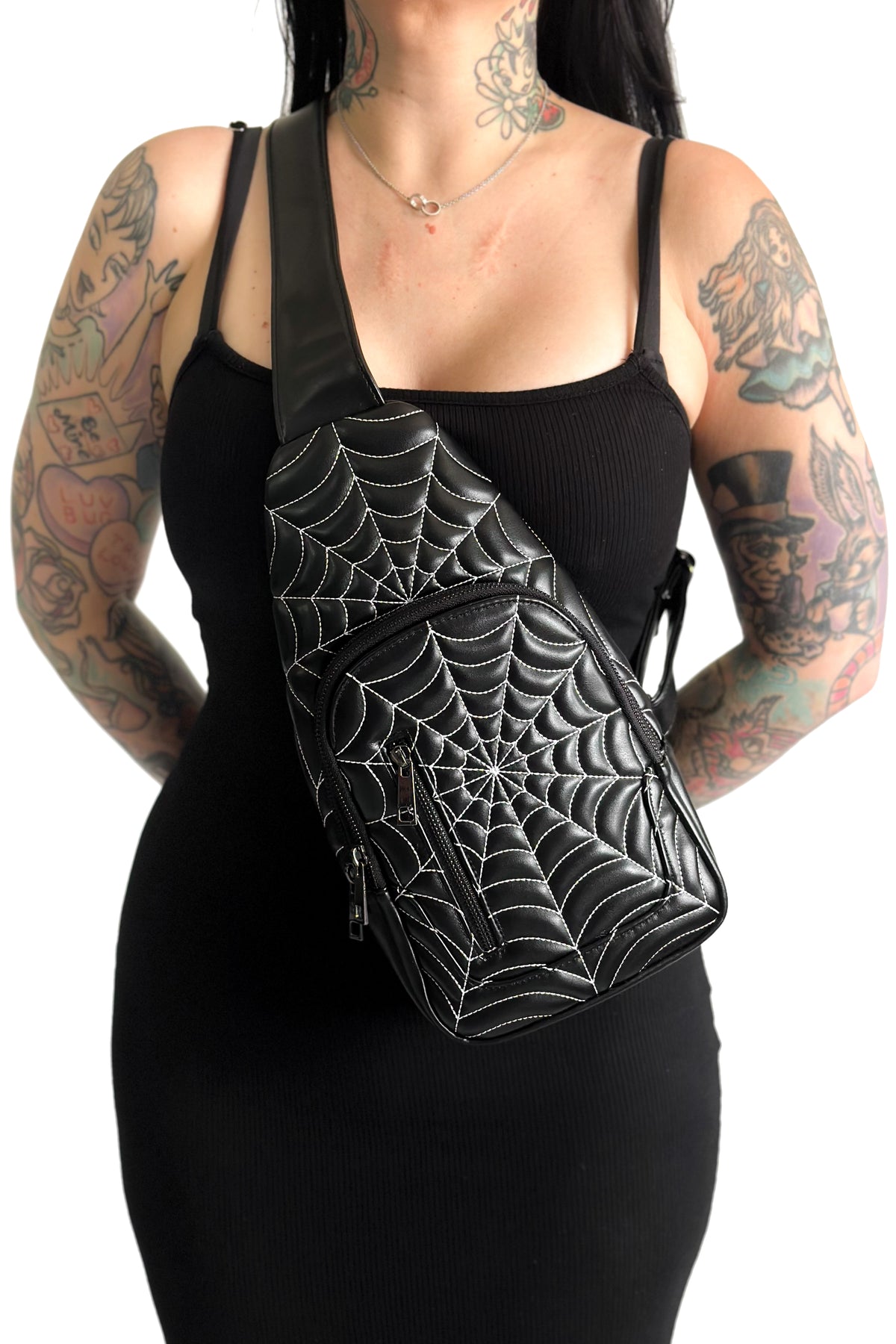 Spiderweb Sling Bag - Black/White