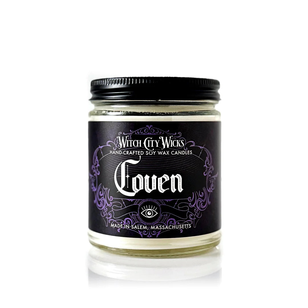 coven candle in glass jar