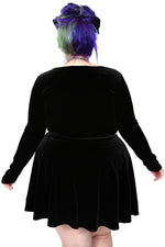 4 way stretch black velvet skirt