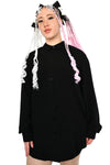 oversized black button up long sleeve shirt