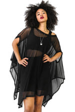 oversized black mesh tunic top