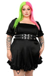 satin square neck babydoll dress