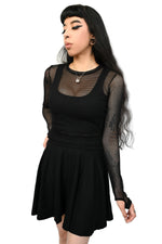 long sleeve fishnet top with thumb holes