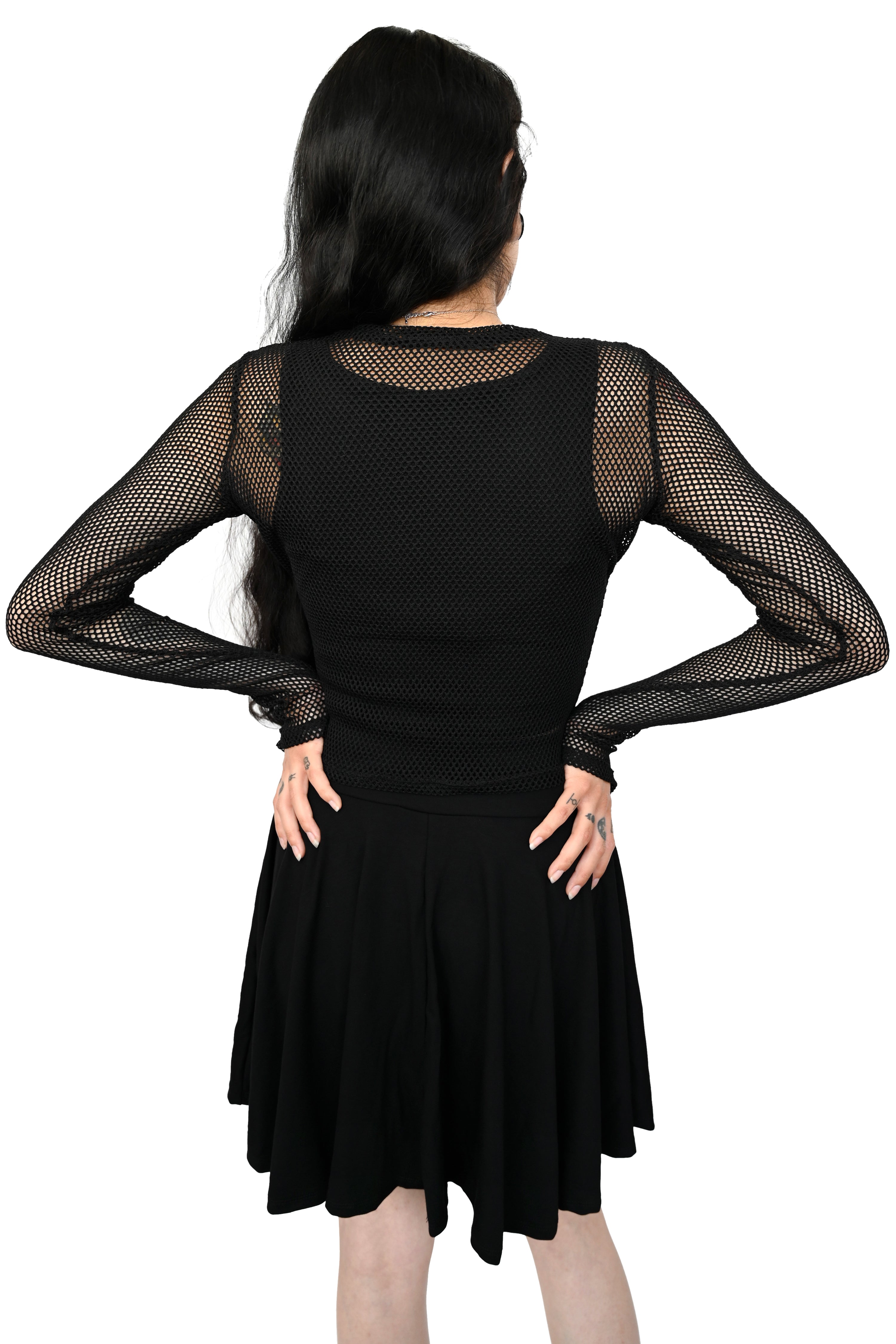 Long sleeve fishnet outlet dress