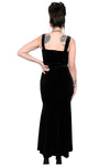 Velvet Sleeveless Mermaid Flare Dress with a side slit and ruched sides to flatter your curves.