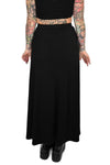 black maxi skirt with slits and shorts 