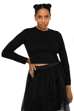 cotton modal cropped long sleeve t shirt