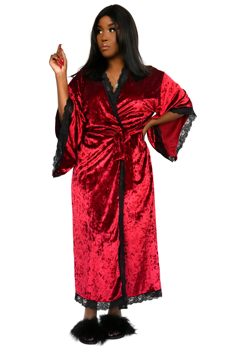 red crushed velvet robe