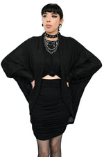 Oversized bishop sleeve open front cardigan, lightweight and cozy. Made of waffle knit