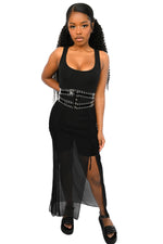 mesh maxi skirt with two adjustable ties in the front to wear this skirt as short or as long as you like