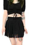 black mesh skirt over attached shorts