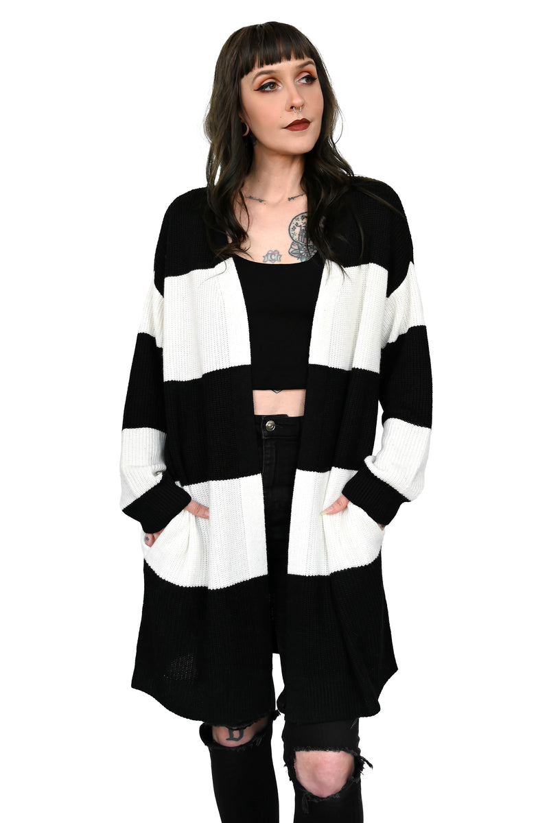 black and white striped oversized sweater