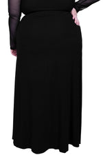 black maxi skirt with slits and shorts