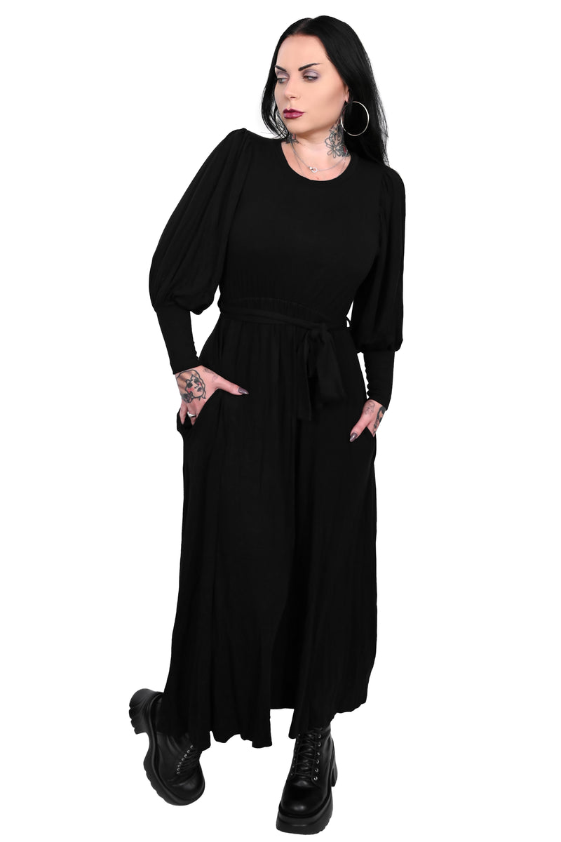 Black long sleeve maxi dress.
