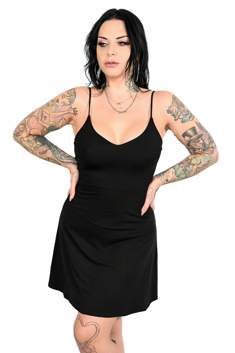 Soft cotton modal spaghetti strap slip dress