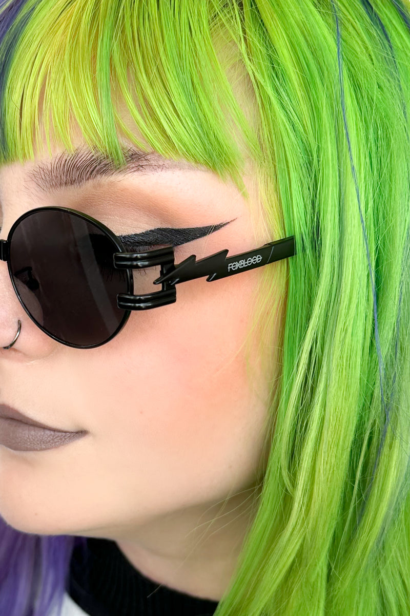 Black Lightning Round Sunglasses