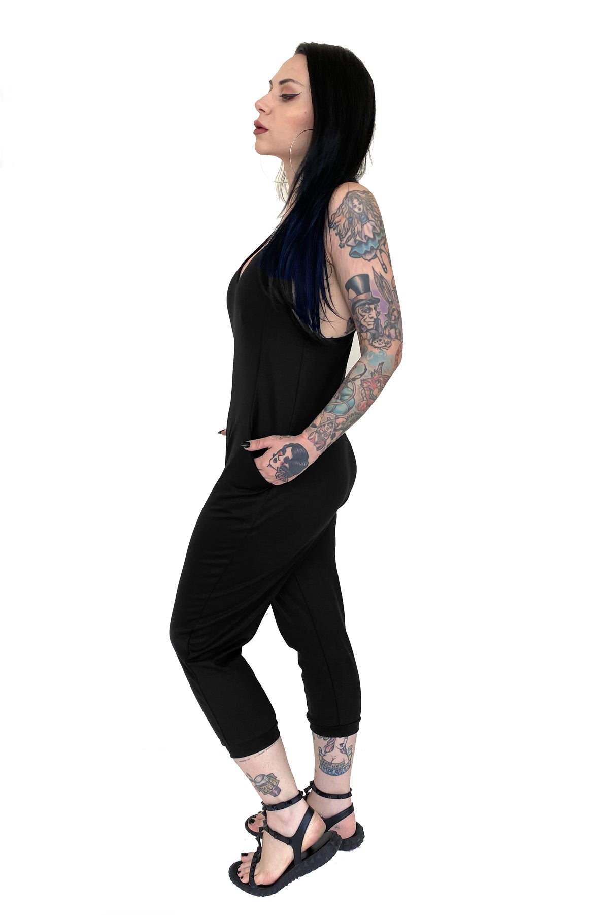 black razorback jumpsuit with pockets 