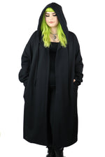 full length open hoodie black