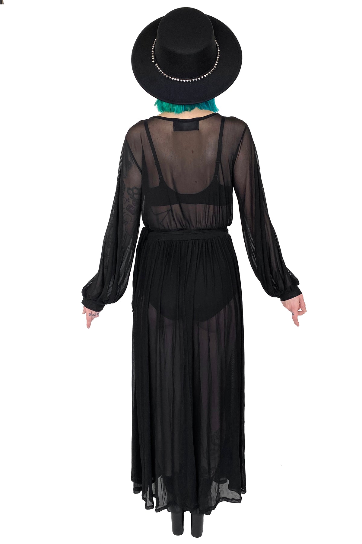 long sleeve mesh maxi dress