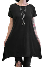 Oversized and long black t shirt tunic with loose sleeves