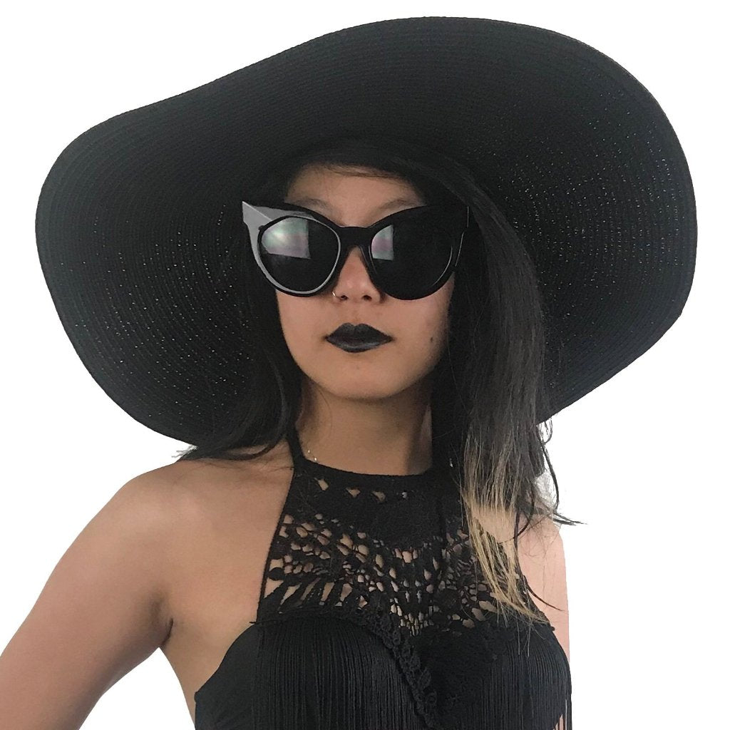 oversized black sun hat